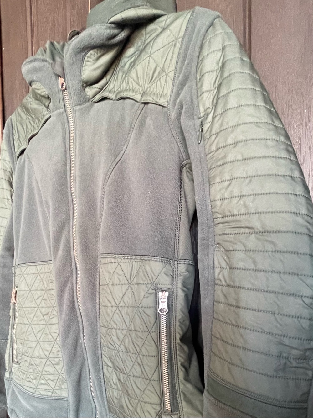 🦄 RARE Lululemon Fleecy Keen Jacket III Dark Fuel / Fuel Green Size 8 - Picture 4 of 10